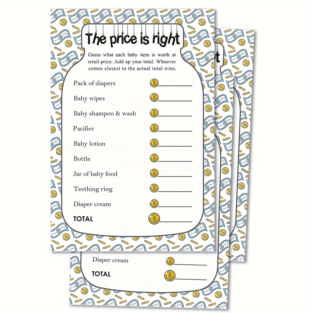 

30/50 Cards The Price Is Right Baby Shower Game Ideas, Fun Baby Shower Game For Boys, Girls, Fun Party Activities Card For Couples Decorations Supplies