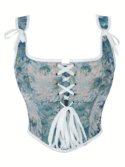 vintage corset top with painted design breathable and comfortable adjustable double shoulder straps womens shapewear