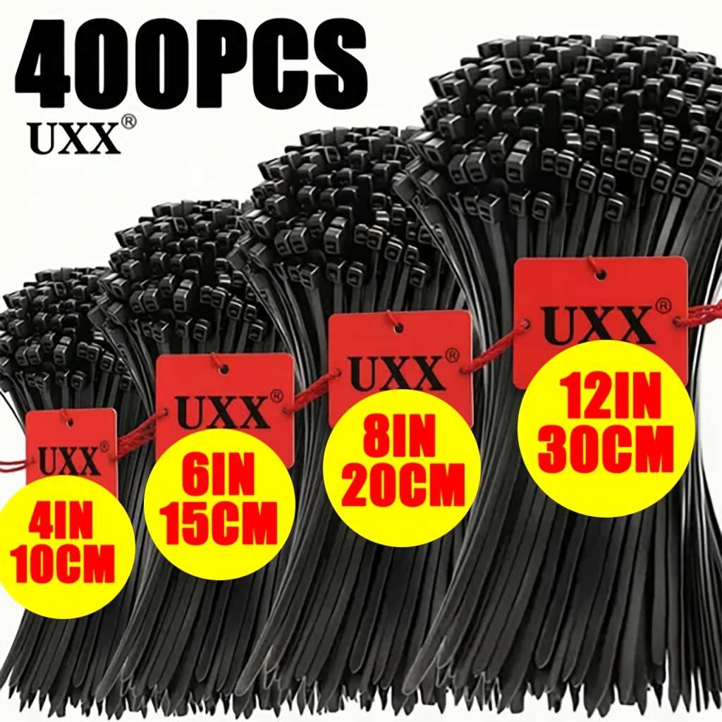 TEMU [400pcs] de Cables Resistentes y Duraderas - 4 6 Pulgadas, 100 150 200 300 mm - Ideal para el Hogar, Oficina, Jardín, Coche, Cableado Eléctrico,