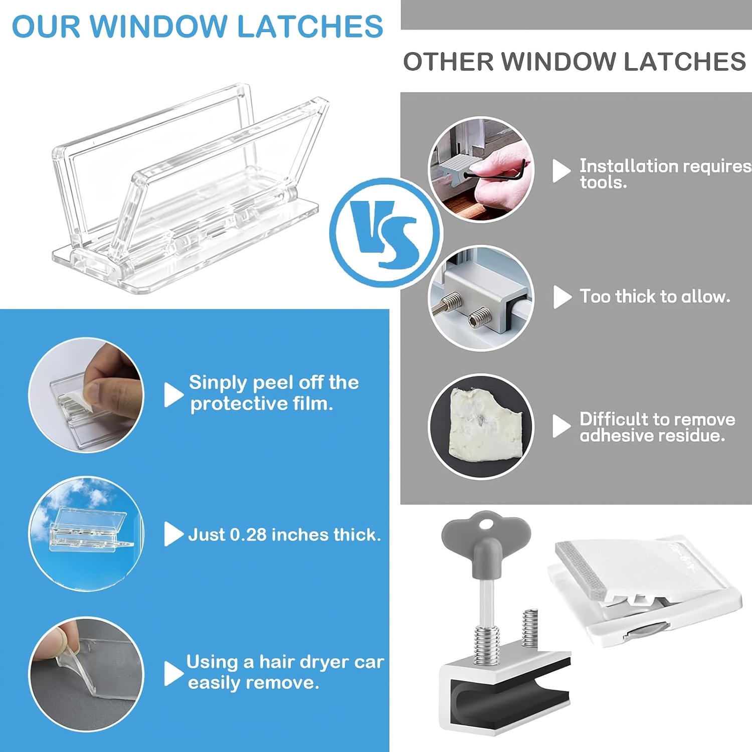 Sliding Door Lock for Glass Doors & Windows, Easy Installation