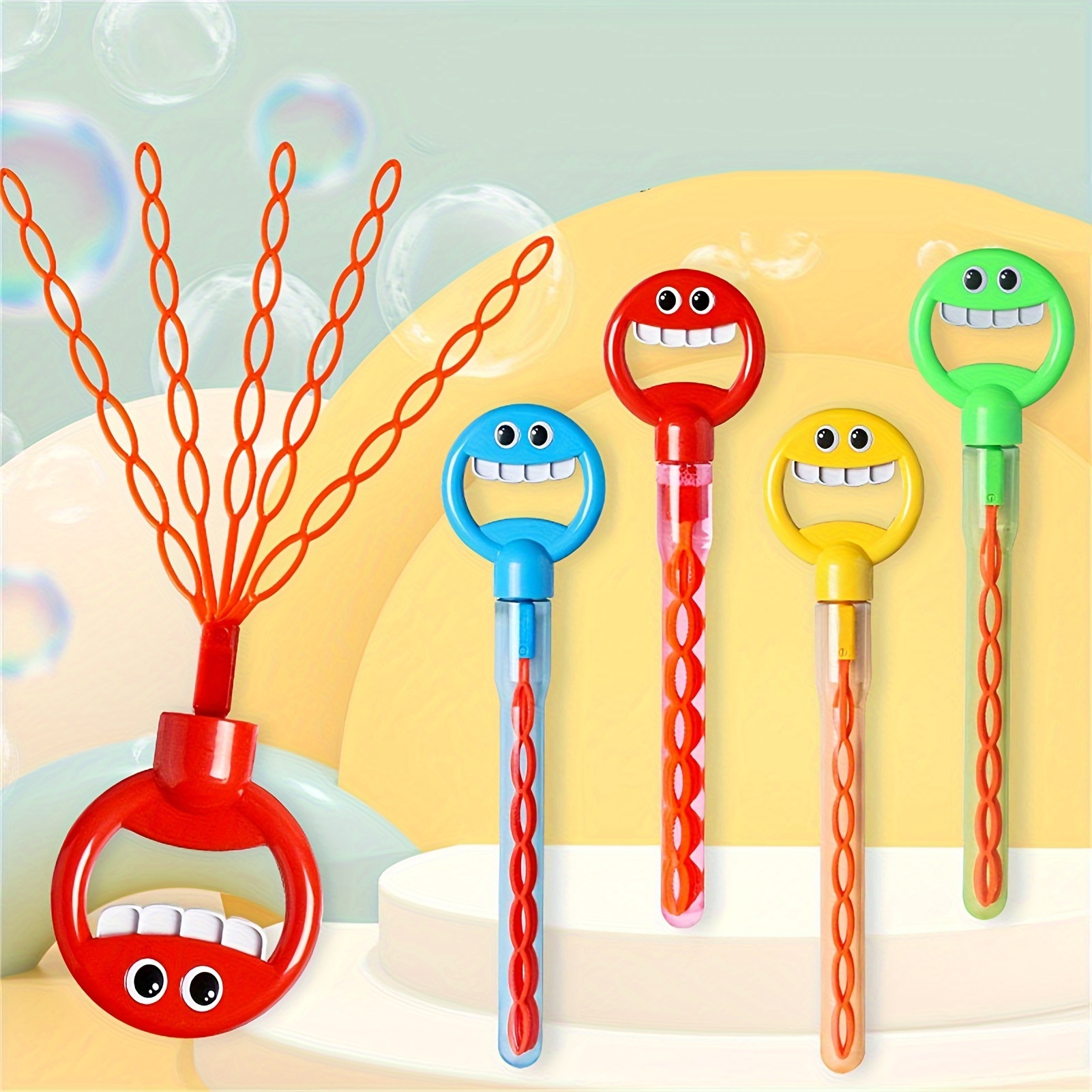 

32-hole Happy Face , Bubble Stick Set With Wands, 2024 Upgraded Bubble Blower Tool, Party Favors For Outdoor Activities, No-electricity Plastic Bubble Maker