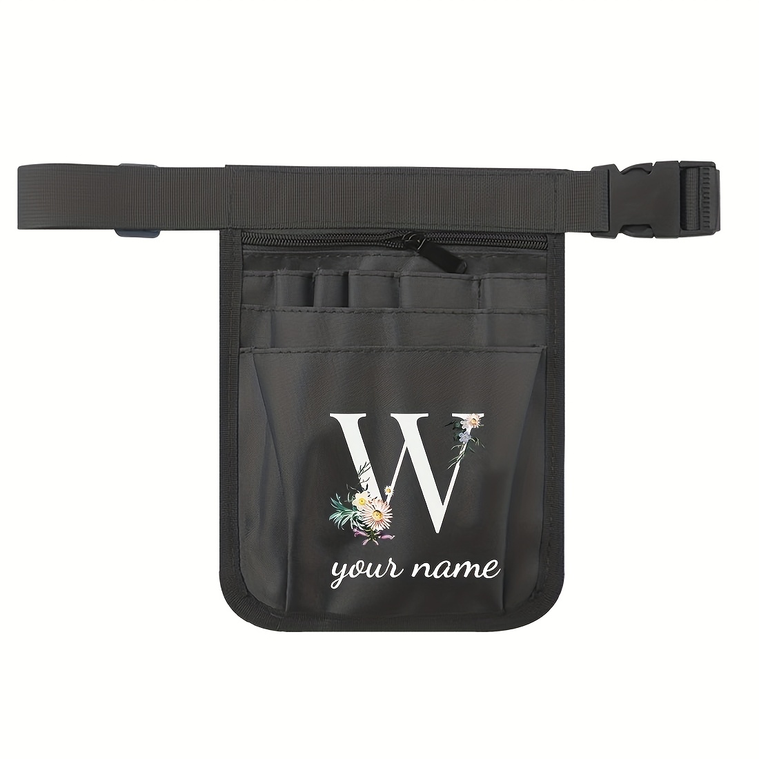 TEMU Customizable Multifunctional Black Waist Bag, Nylon Tool Bag/suitable For , Nurses. With Adjustable Shoulder Strap, Single Shoulder/waist Bag, 2