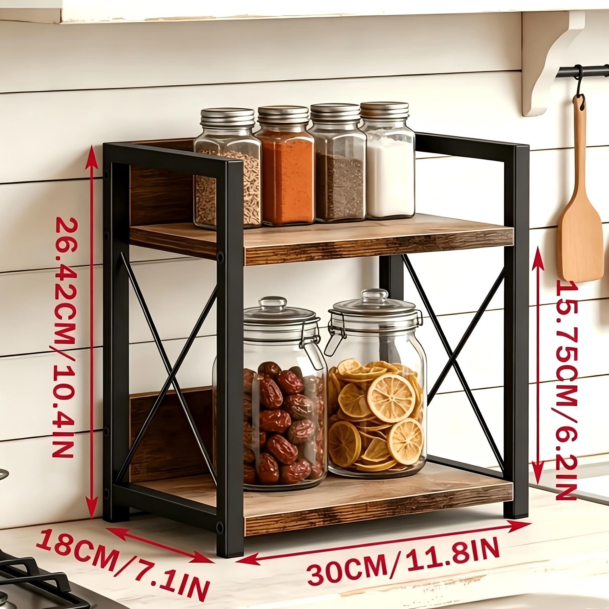 TEMU Scaffale a per piano di lavoro in legno, scaffale portaoggetti retr簷 color , a come cucina, soggiorno, studio, camera da letto; pu簷 utilizzato