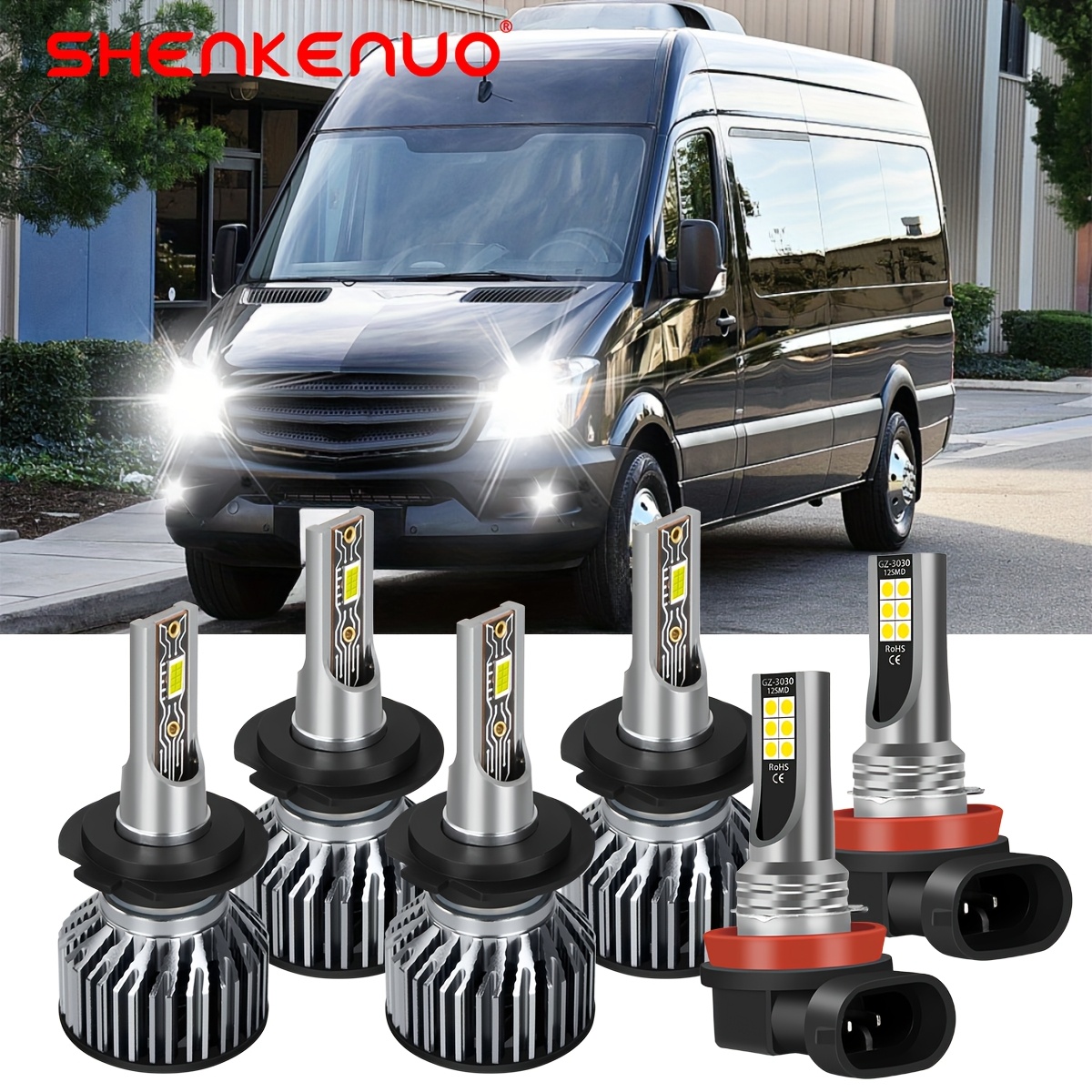 For 2500 3500 2010-2018 6pcs 6000k Led Headlight + Fog Light Bulbs Combo White Plug And Play