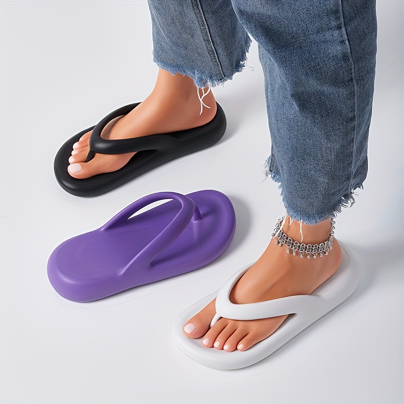 womens platform sandals slip on thick cushioned eva sole   non slip platform   for pool vacation everyday   in   white   slide sandals slipon style   Product details 1
