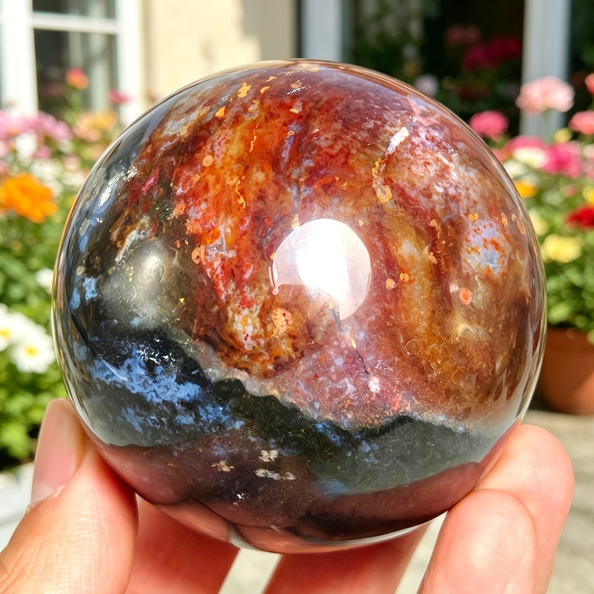 Ocean Jasper Crystal Sphere for Home Table Decor
