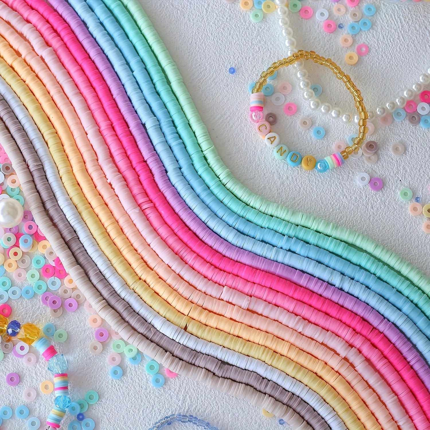 5000pcs/ 14 Skeins 6mm Colored Polymer Clay Beads Sheet Bracelet Making Necklace And Bracelet Additions (colors: 14 Kinds)