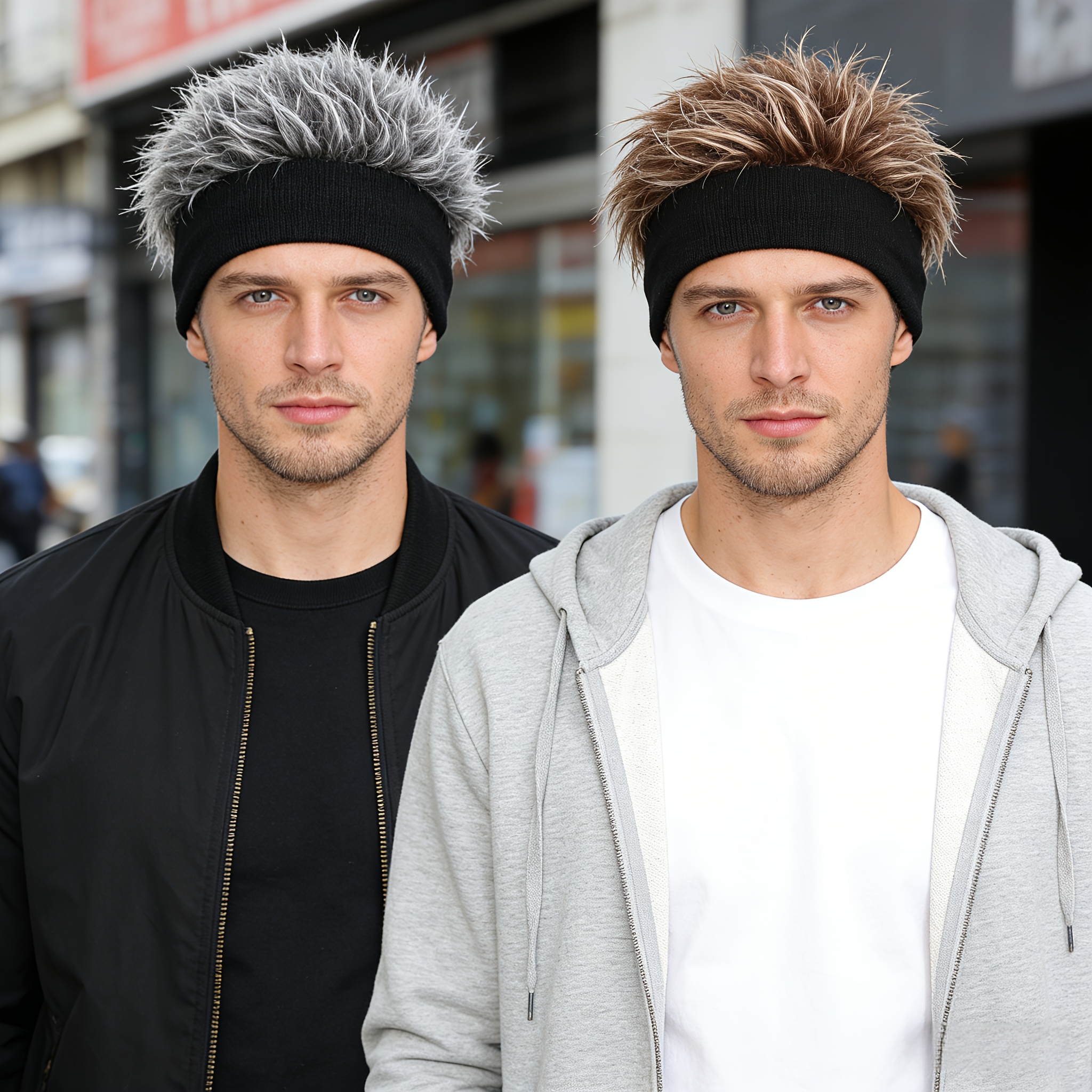 2pcs mens hip hop wig mens beanie instant   and fluffy effect suitable for parties   and daily wear no maintenance required wig styling easy themed party fluffy hairstyle