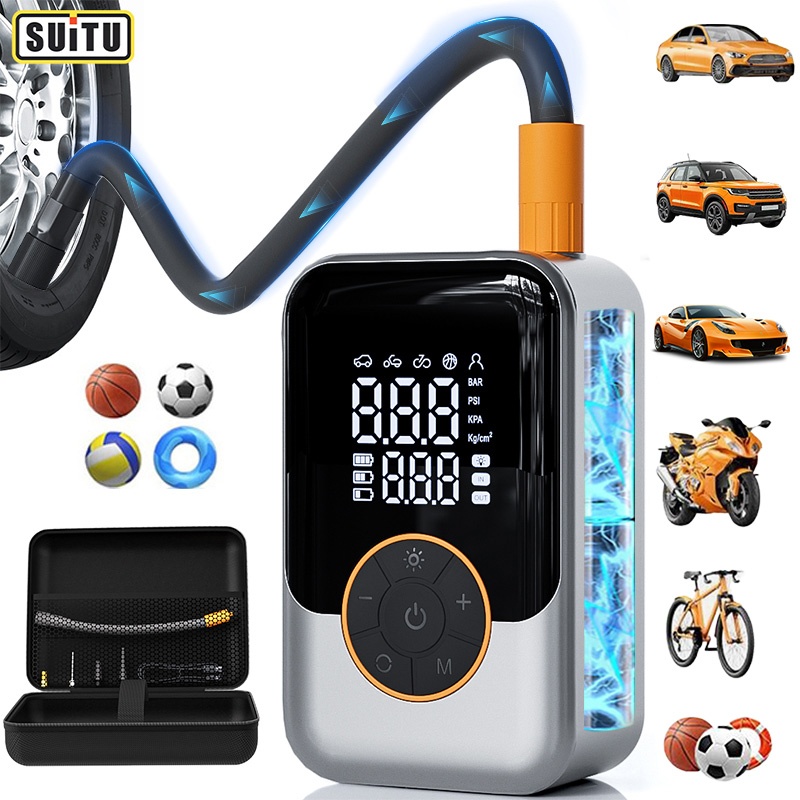 TEMU Suitu Handheld Wireless Car Tire Inflator, Usb Rechargeable, Multi-functional Cordless Air Compressor, Durable And , Wireless , With A Portable