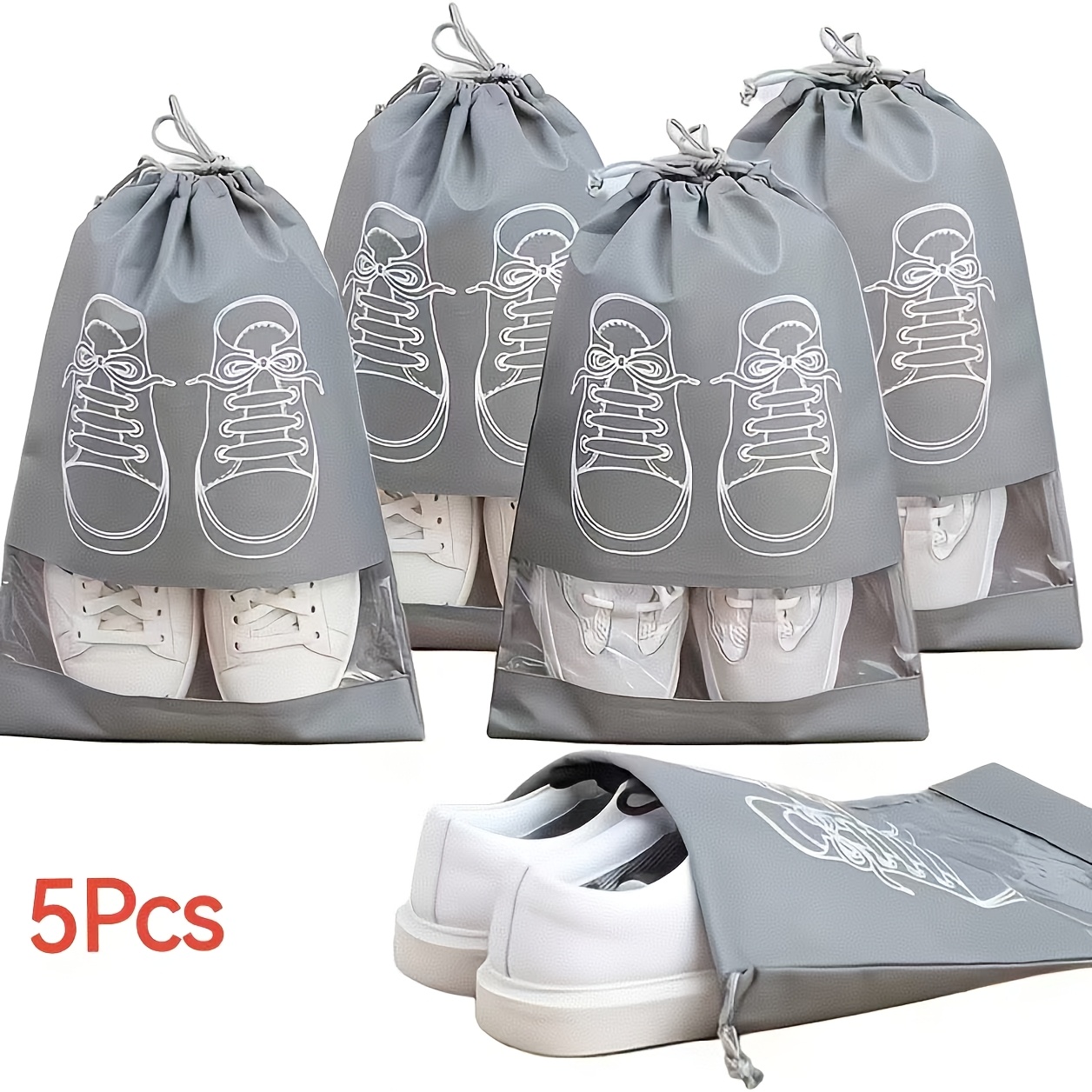 TEMU Set da 5 borse per riporre le scarpe - Borse organizer antipolvere in tessuto non tessuto, borse portatili per riporre le scarpe