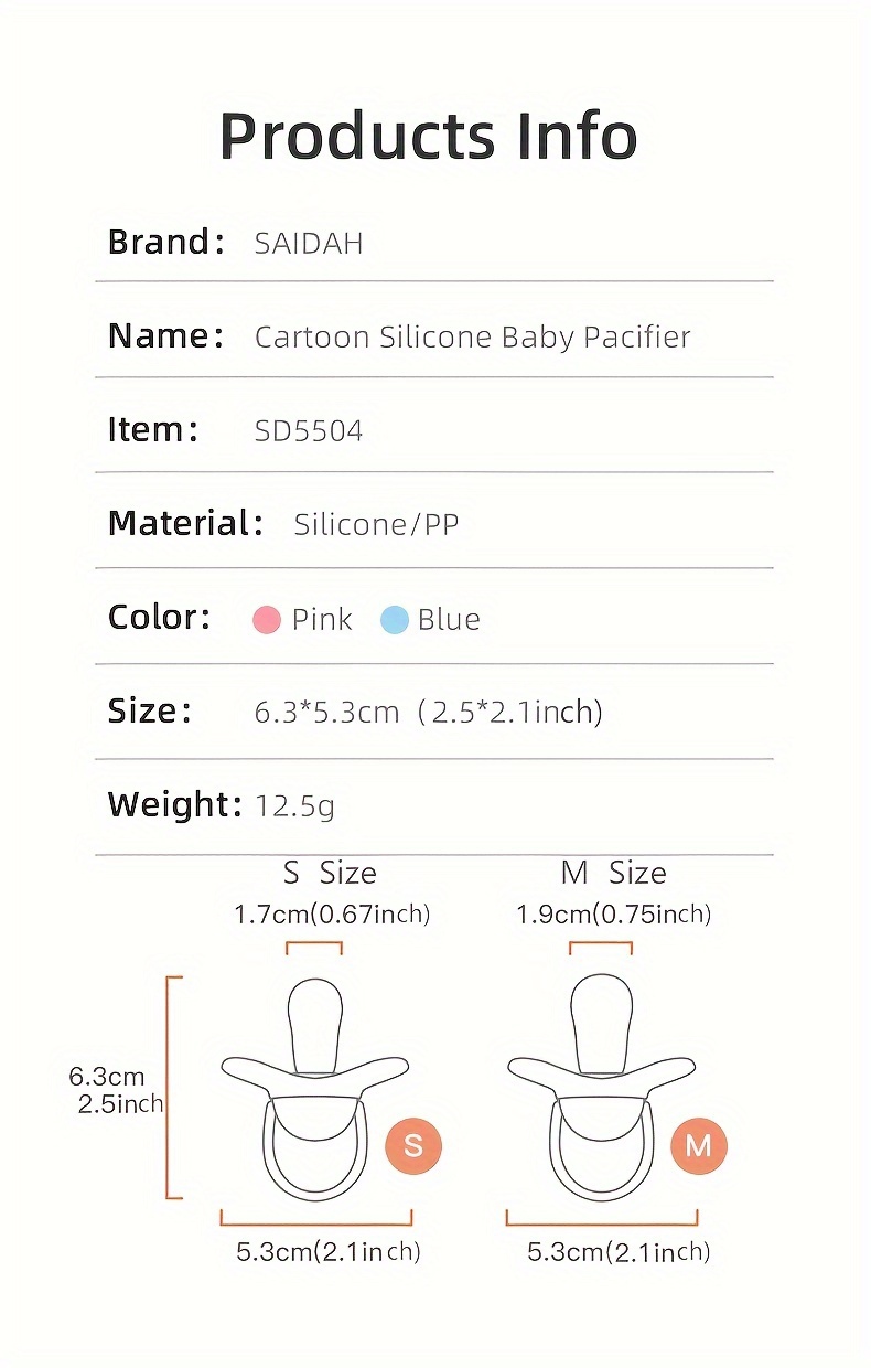 cartoon pattern thumb shape toddlers soothe kids newborn baby silicone pacifier with   details 8