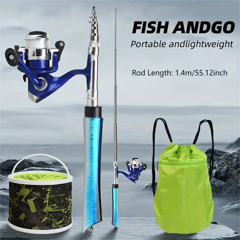 Fish shaped Portable Pocket Fishing Rod Set Convenient in - Temu