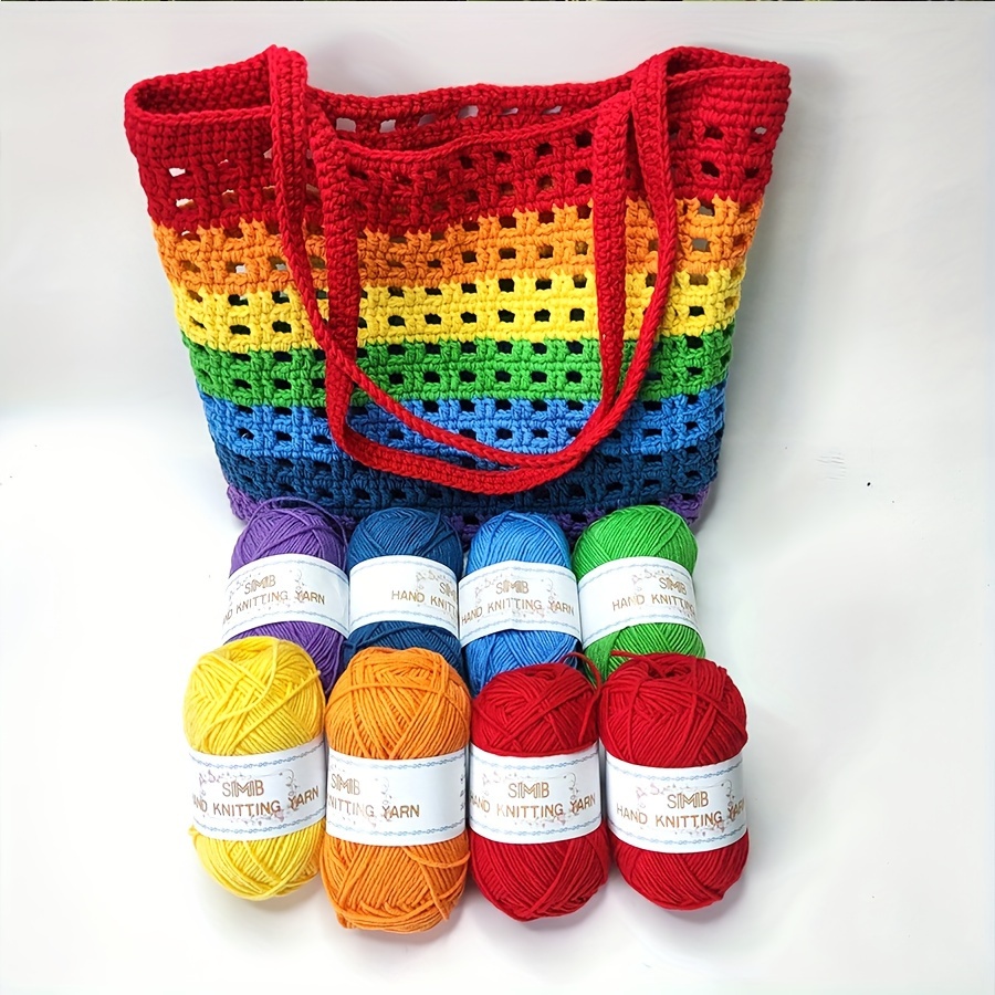 

crafters' Choice" 8-piece Rainbow Milk Cotton Yarn Set, 40g Each - Ideal For Diy Crochet & Knitting Projects, Includes Crochet Hook Accessories