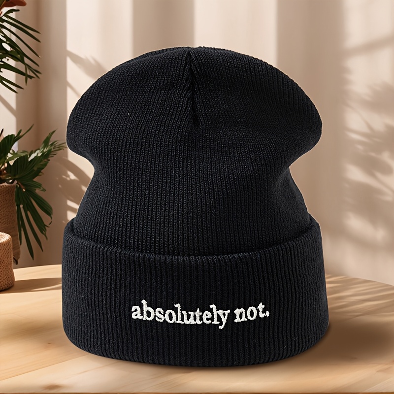 TEMU Absolutely Not High Quality Embroidered Brimless Hat Autumn Winter Soft Comfortable Warm Knit Hat Outdoor Casual Sports Running Hiking Camping