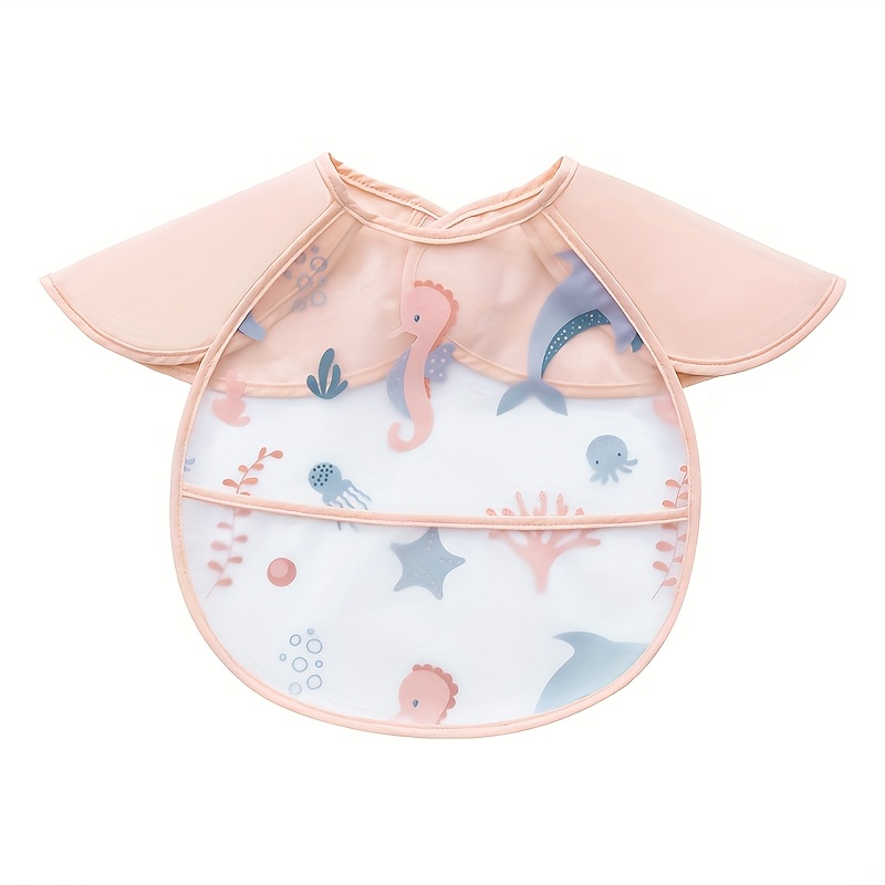 Short-sleeved Bib, Baby Short-sleeved Bib, Baby Smock, Adjustable Feeding Apron For Infants