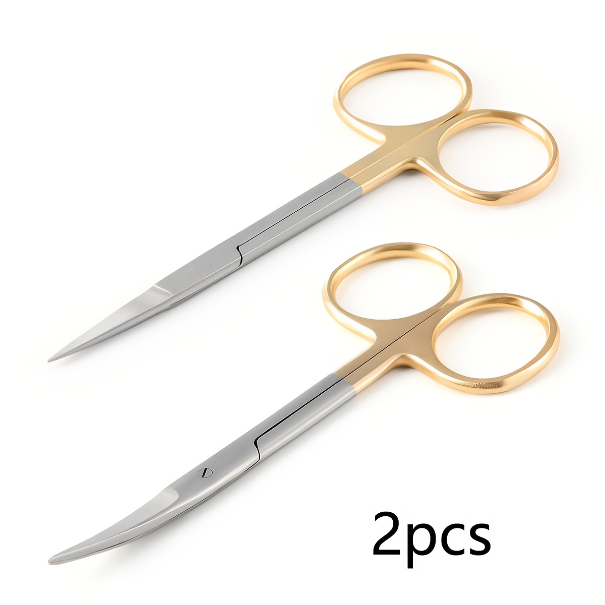 TEMU 2pcs/set 11.5cm Large Bend Scissors Made Of Stainless Steel, Measuring, Suitable For Teaching Gauze, Thread Removal, And Non-medical Purposes.