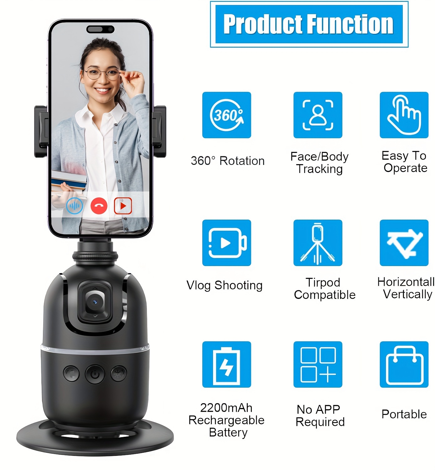 Ai Tracking Follow Gimbal Connect Smartphone Tripods Face Body Gesture ...