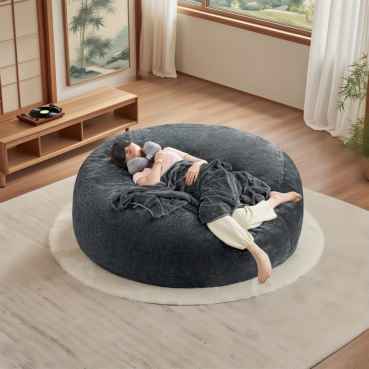 Large 4ft/5ft/6ft Bean Bag Chair Compatible for Adults - Oversized Sofa Bed Lounger with Memory Foam & Micro Velvet Cover, Soft Foam-Filled Furniture, Multi-Color Options (No Assembly) for Living Room, Bedroom - Ideal for Adults &