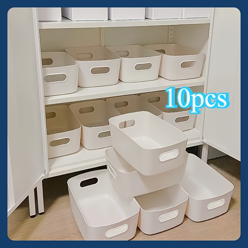 TEMU 10pcs In A Pack, High Quality, Durable! Multifunctional Storage Box Set, Storage Box, Material, Stackable Design, Space Saving, A For Kitchen, Bathroom, Dormitory Storage, Cosmetics, Snacks