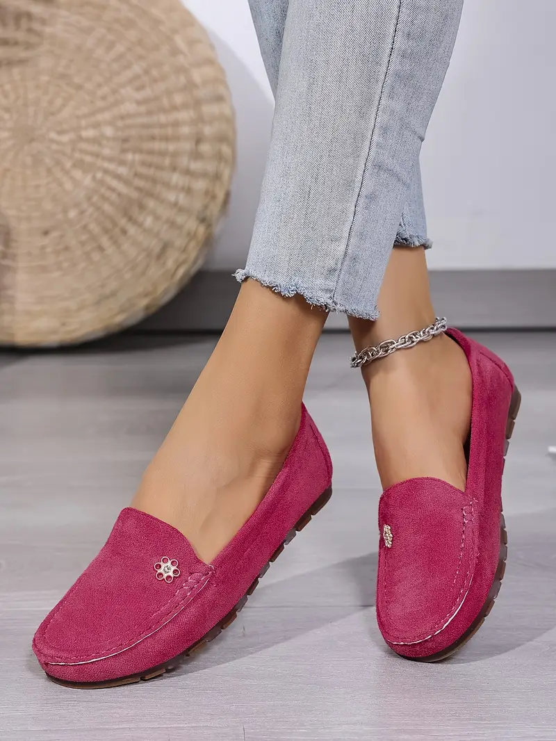 womens plus size flannel slip on loafers comfortable metal decor soft fabric footwear ankle strap plain toe design hand washable fashion loafers flannel slipon shoes comfortable footwear details 9