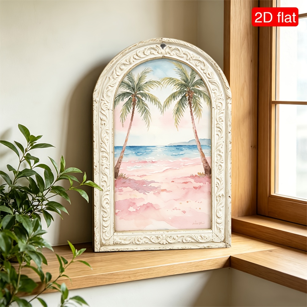 TEMU 2d Flat, Watercolor Painting In 1 Arched Picture Frame, Classic European Style Wall Decorations, Is A Good Gift, Very Suitable For Home, Office,