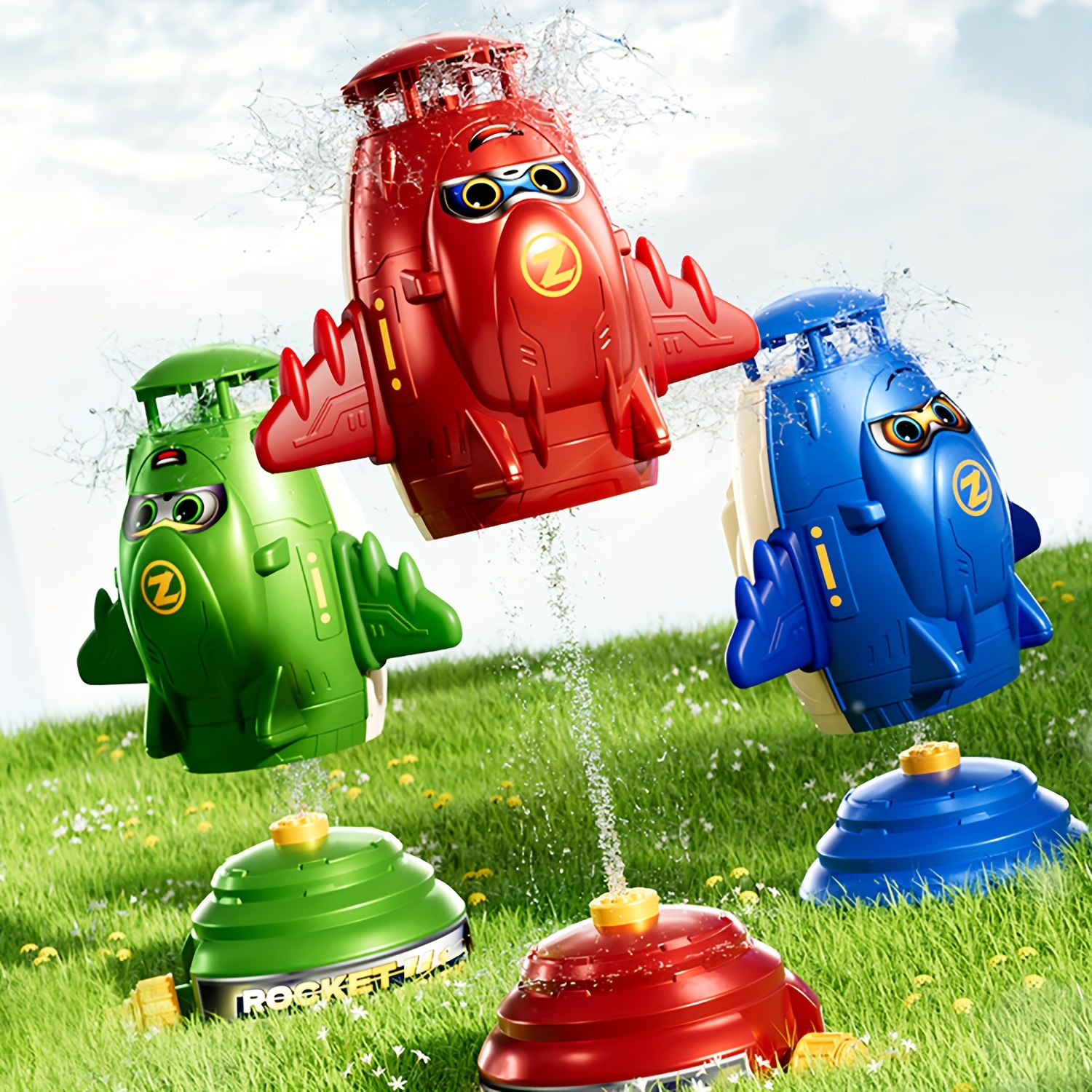 Kids Sprinkler Toy with Adjustable Nozzle Red & Yellow