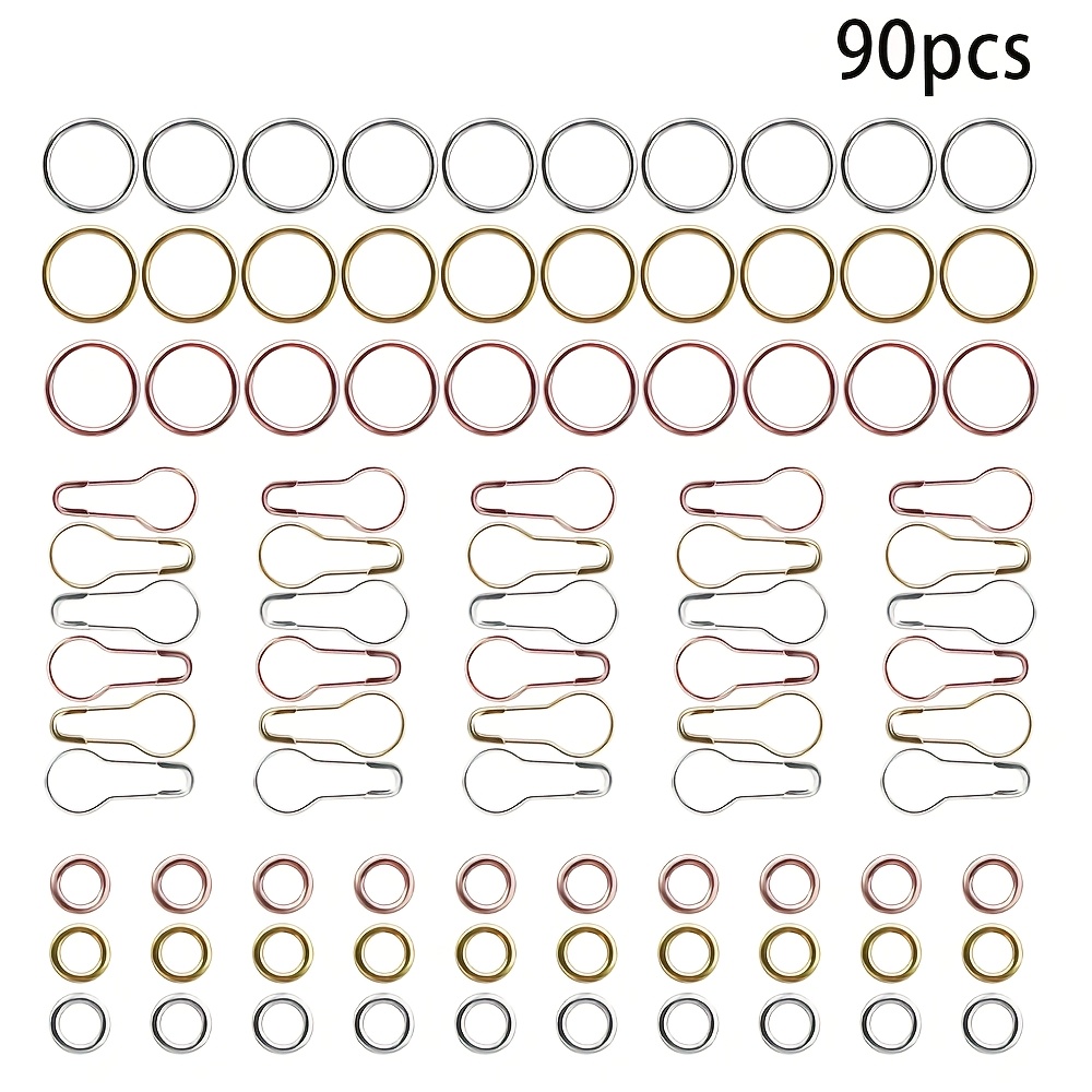 Image of 90/135pcs Round And Bulb-shaped Knitting Markers, Electroplated Ring Markers. Practical Crochet Locking Accessories. Knitting Crochet Markers, Rings, Ring Markers