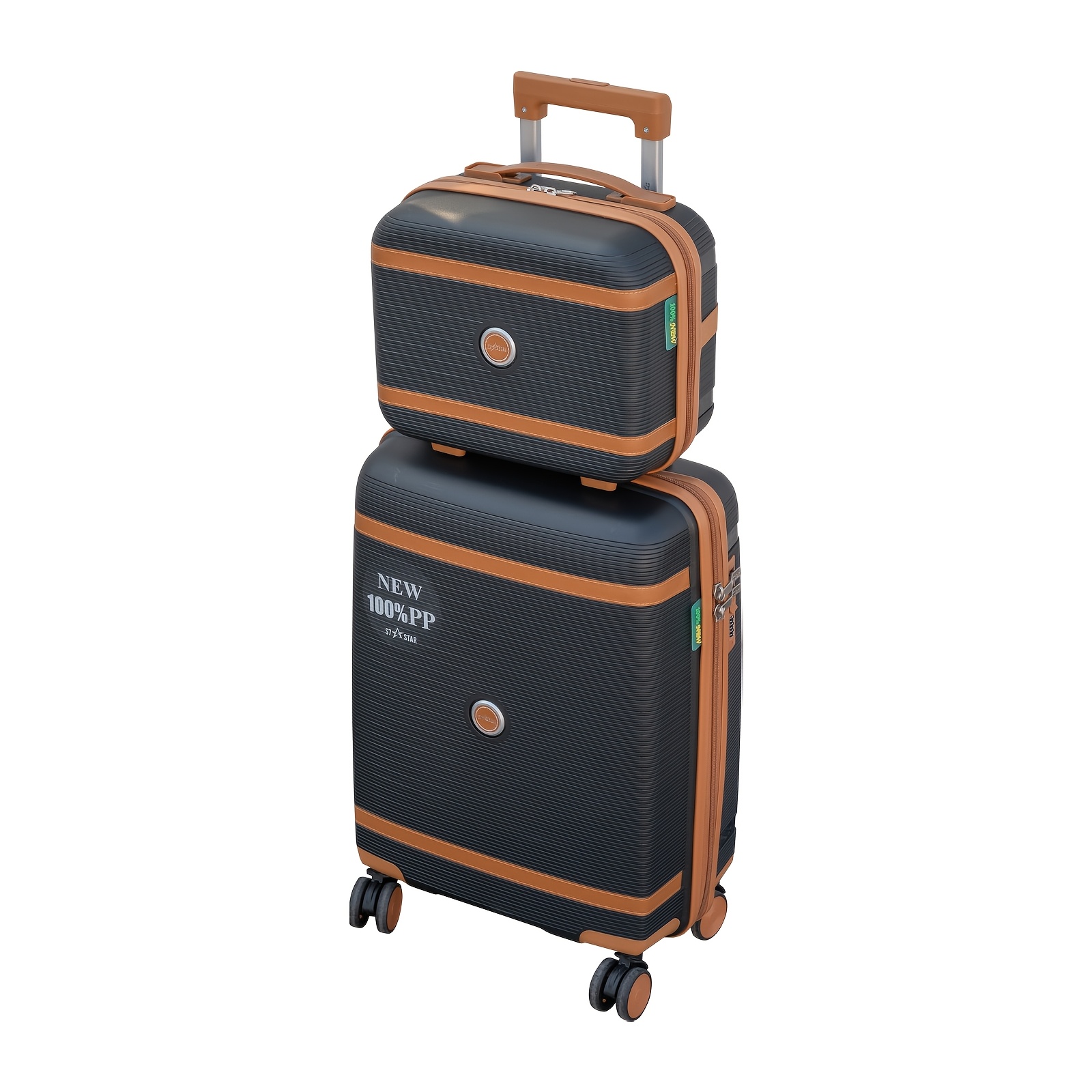 2pcs Hand Luggage Set (14+20 Inches) Pp With 360° Silent Universal Wheels And Combination Lock, Ideal For Short And Long Trips, Business Use Or As A Perfect Gift