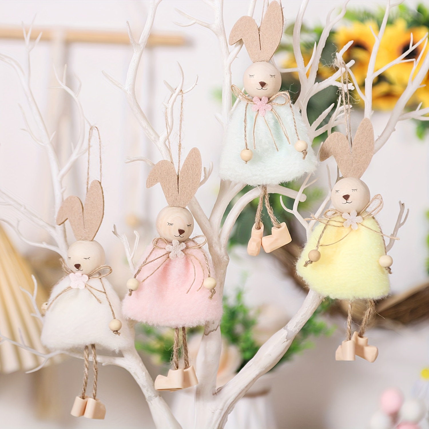 

1pc Of Cartoon Rabbit Pendant, A Cute Plush Long-legged Doll Decoration For Easter, Themed Party Scene Decoration, Home Decor, Living Room Decoration, Wall Decoration.