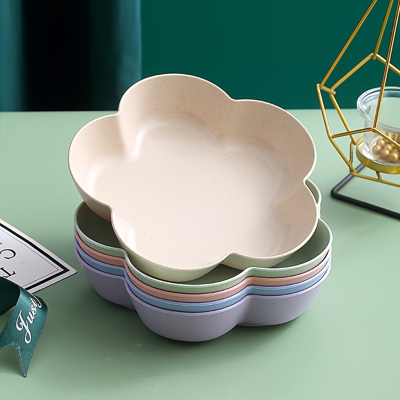 1/5pcs Plastic Multipurpose Small Serving Tray With Bone-dropping - Hygienic Fruit, Snack & Waste Disposal Plate For, Parties, Restaurants, Eid Gatherings - Durable Easy-clean & Dining Accessory