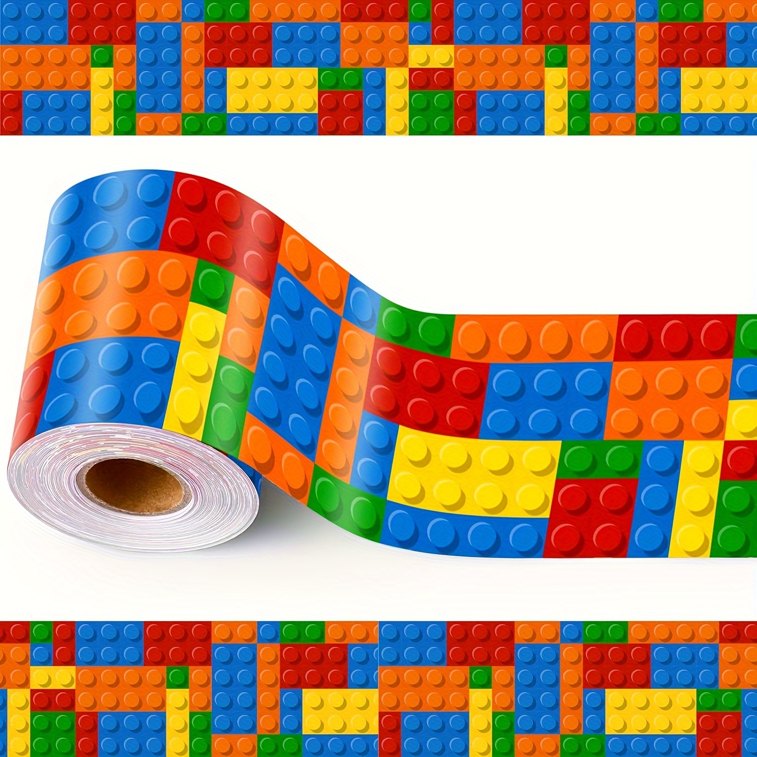 

65 Feet Building Blocks Bulletin Trim Colorful Brick-themed Border For Classroom, Office, And Home Decoration, Paper Roll-up Bulletin Edge For Back To School Decor