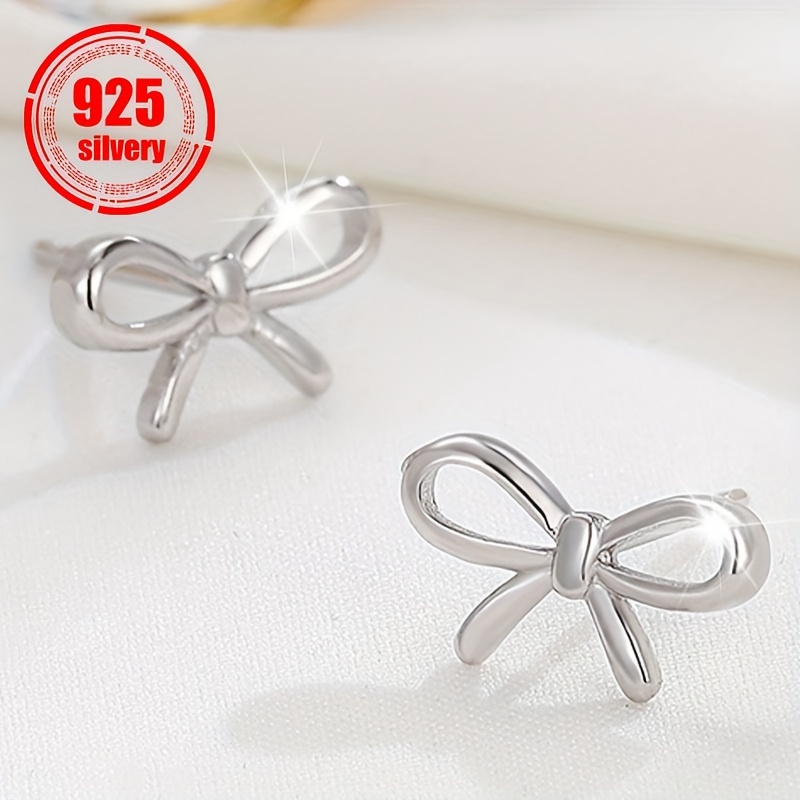 2pcs Women's Bow Earrings, 925 Sterling Silver