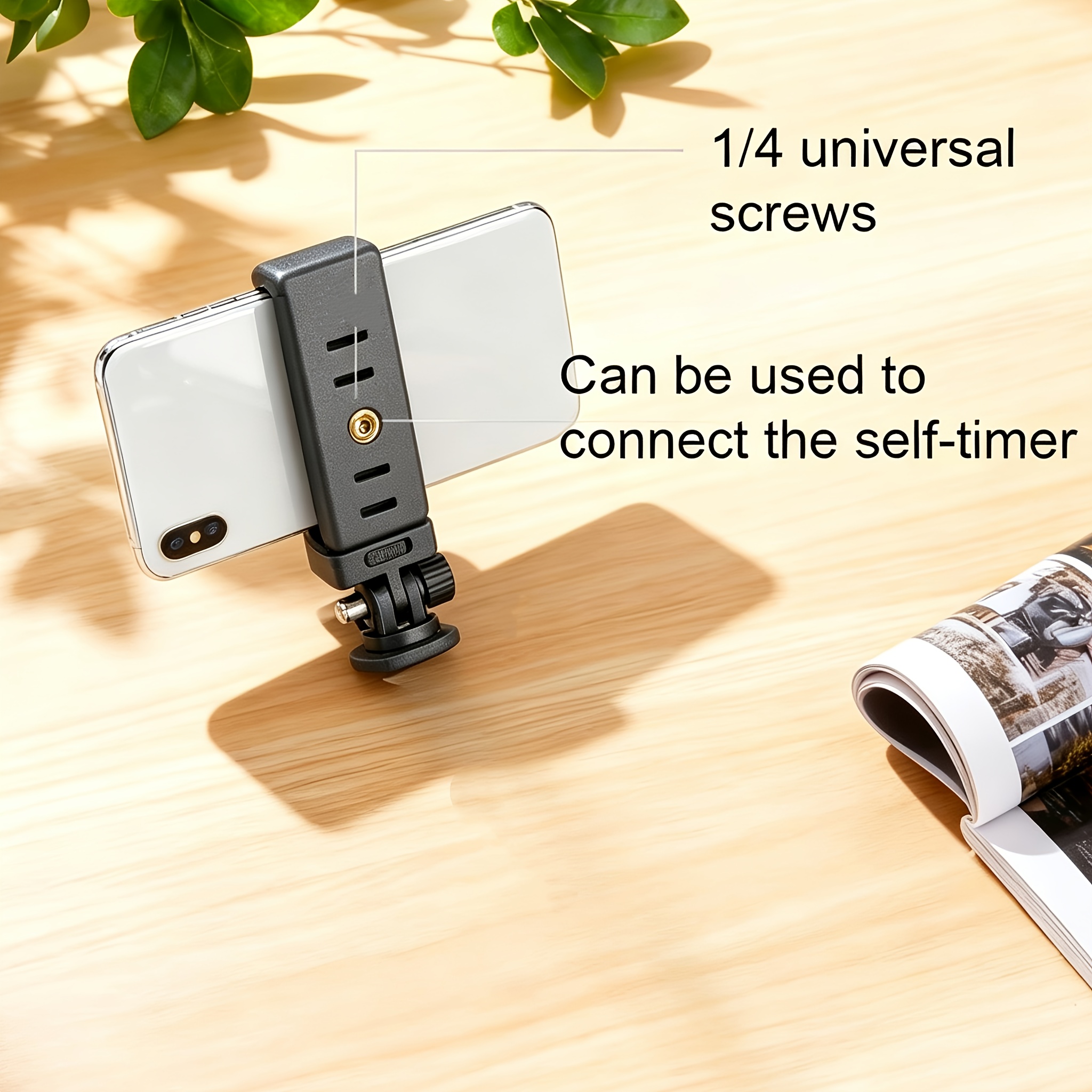 TEMU Phone Camera Mount Suitable For All Smartphones - 360-degree Rotatable Head With Adjustable Phone Clip And Safety Lock, Compatible With Iphone,