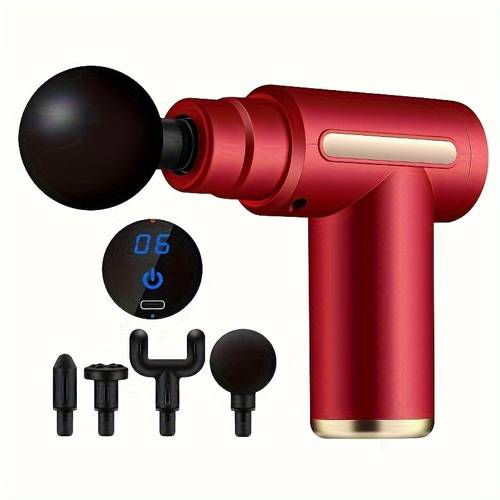portable massage gun lcd display usb rechargeable muscle massager 6 vibration 4 attachments universal sports and outdoor electronic device suitable as a mini portable massager for holiday gifts