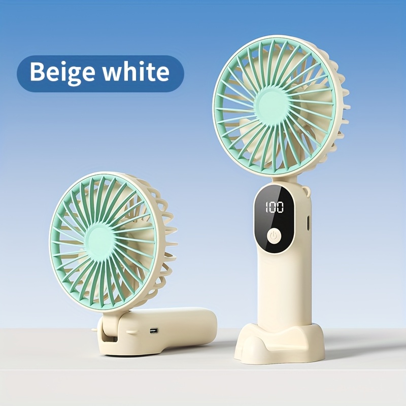 mini portable usb fan with 6 display foldable 3 in 1 handheld neck and desktop fan for travel beach and outdoor use rechargeable lithium battery travel essentials modern aesthetic portable fans Product details 7