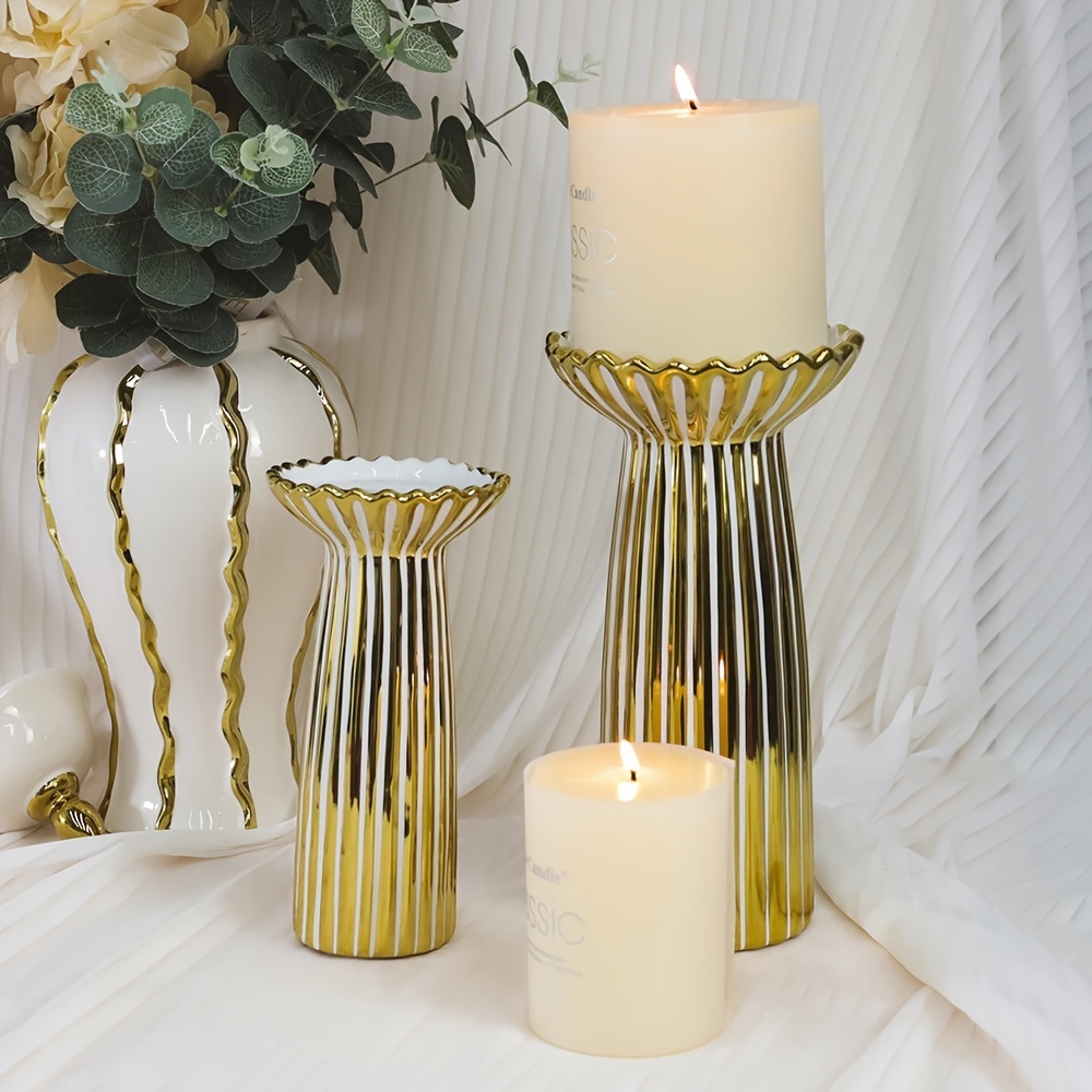 

Elegant Ceramic Candle Holder For Weddings & Romantic Dinners - Modern Luxury Tabletop Decor, Perfect For Any Holiday