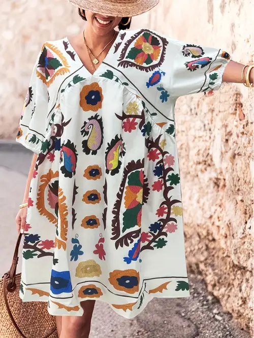 Floral Sundress MakeMeChic Women's Floral Ruffle Beach Dress - Smocked A-Line Boho Sundress, Flowy Summer Dress Floral Beach Dress Floral Sundress MakeMeChic Women's Floral Ruffle Beach Dress - Smocked A-Line Boho Sundress, Flowy Summer Dress Floral Beach Dress