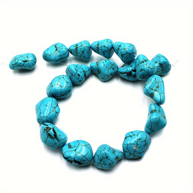 

34pcs Turquoise Irregular Stone Beads Diy Handmade Sweater Necklace Beaded Decors Crafting Jewelry Making Accessories