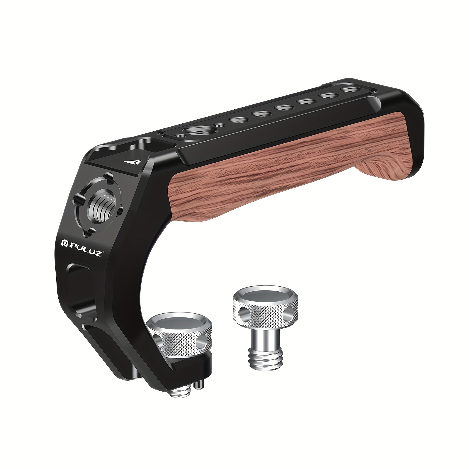 Puluz Metal Wooden Top Handle With Cold Shoe Mount For Mirrorless Cage (black)