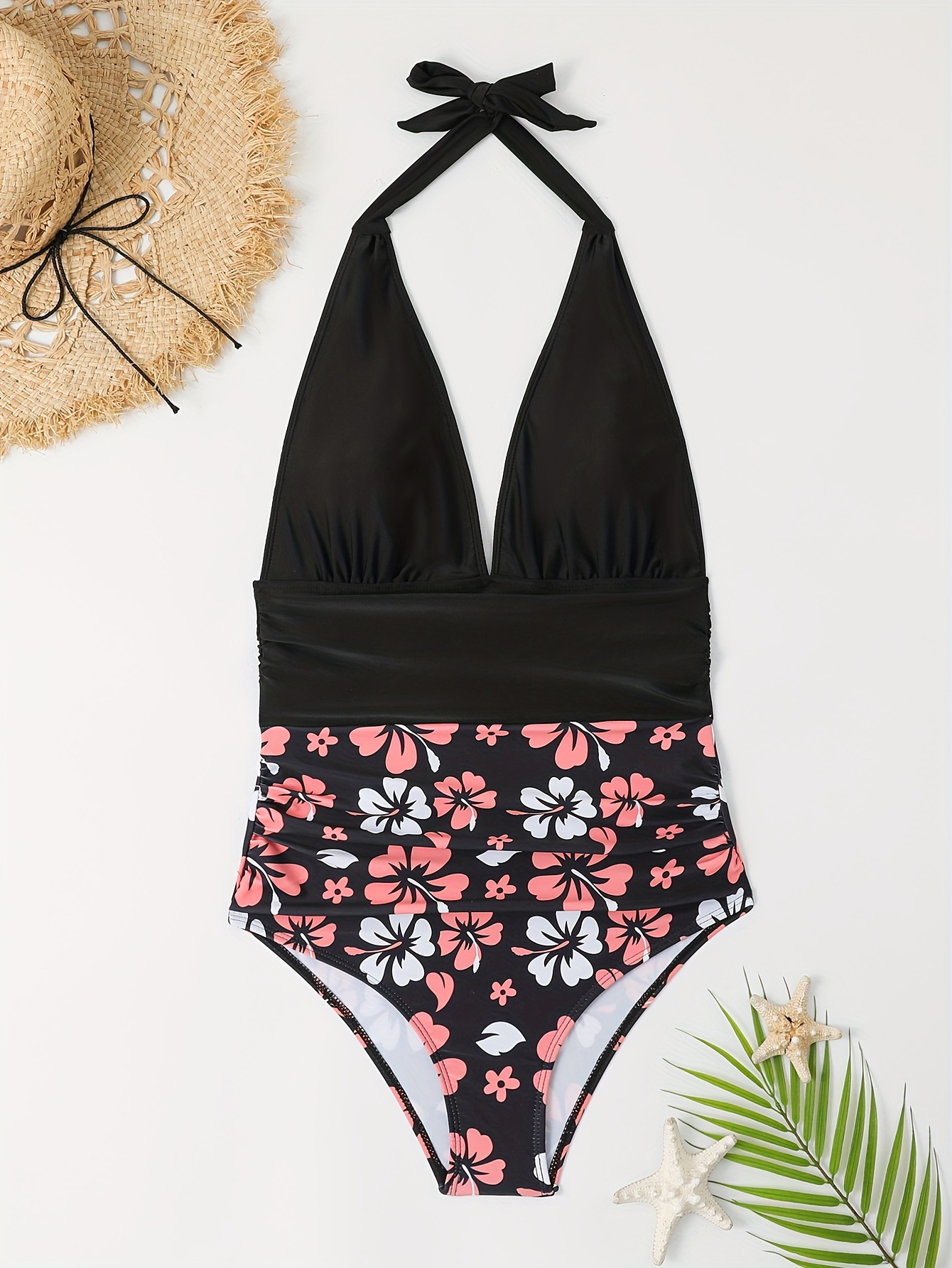 Womens Swimsuits, Womens Two Piece Deep V Neck Bikini Push up Padded  Bathing Suit Women Floral Print Swimwear Set (White, M)