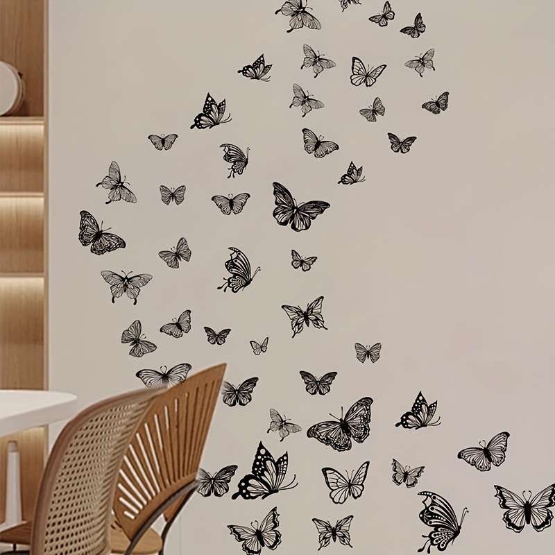 Black Sticker Bedroom Living Room Study Kitchen Home Wall Decoration Removable Self-adhesive Wall Sticker Pvc