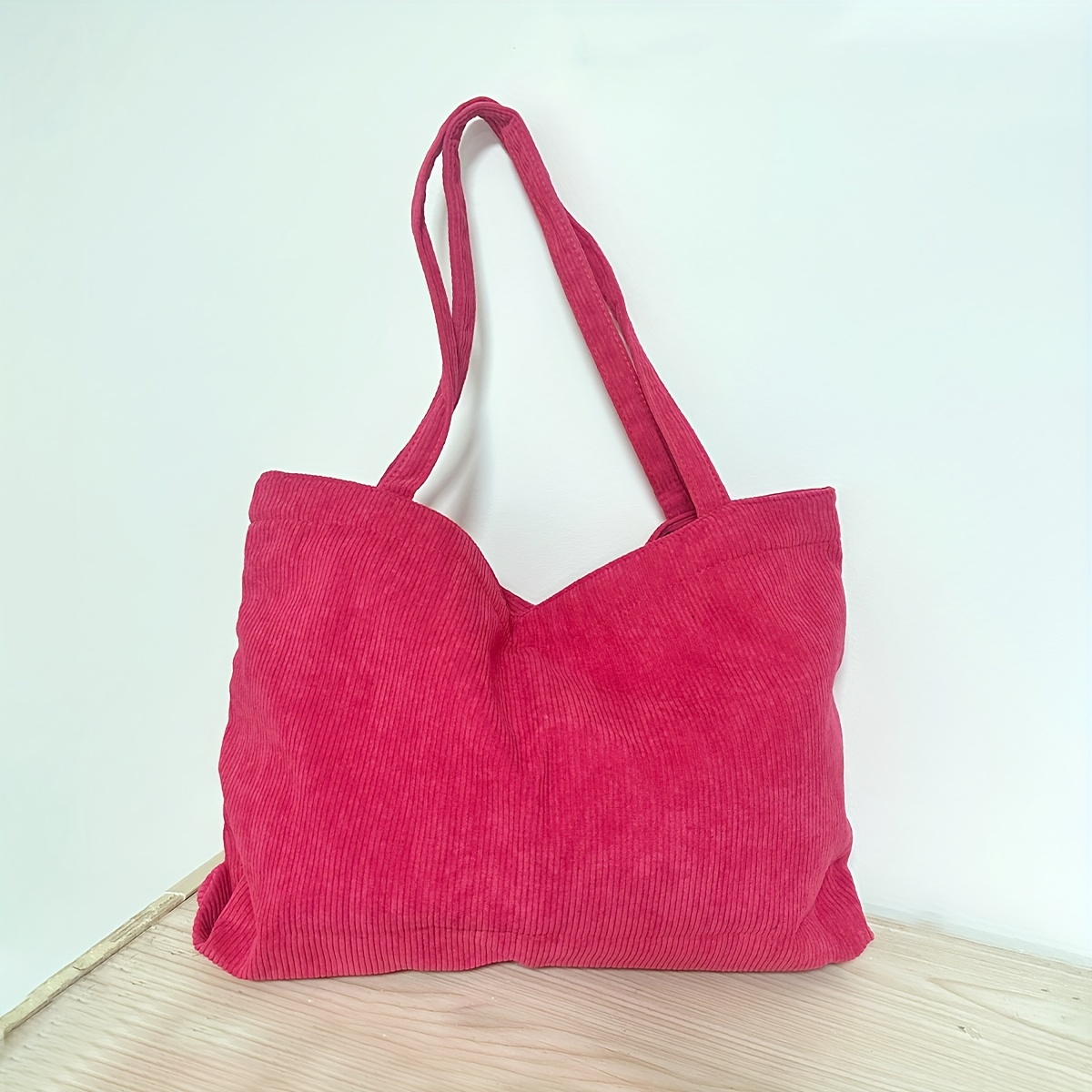 Borsa Tote In Velluto A Coste Donna – Capiente, Con Cerniera E Tasche – Elegante Per Università, Lavoro E Spesa - 2