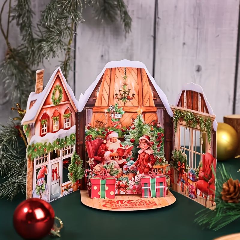 Image of 1pc Delicate 3d -up Christmas Greeting Card: Merry Christmas And Happy New Year - Greeting Card With Envelope, Home Decor, Party Invitation Card
