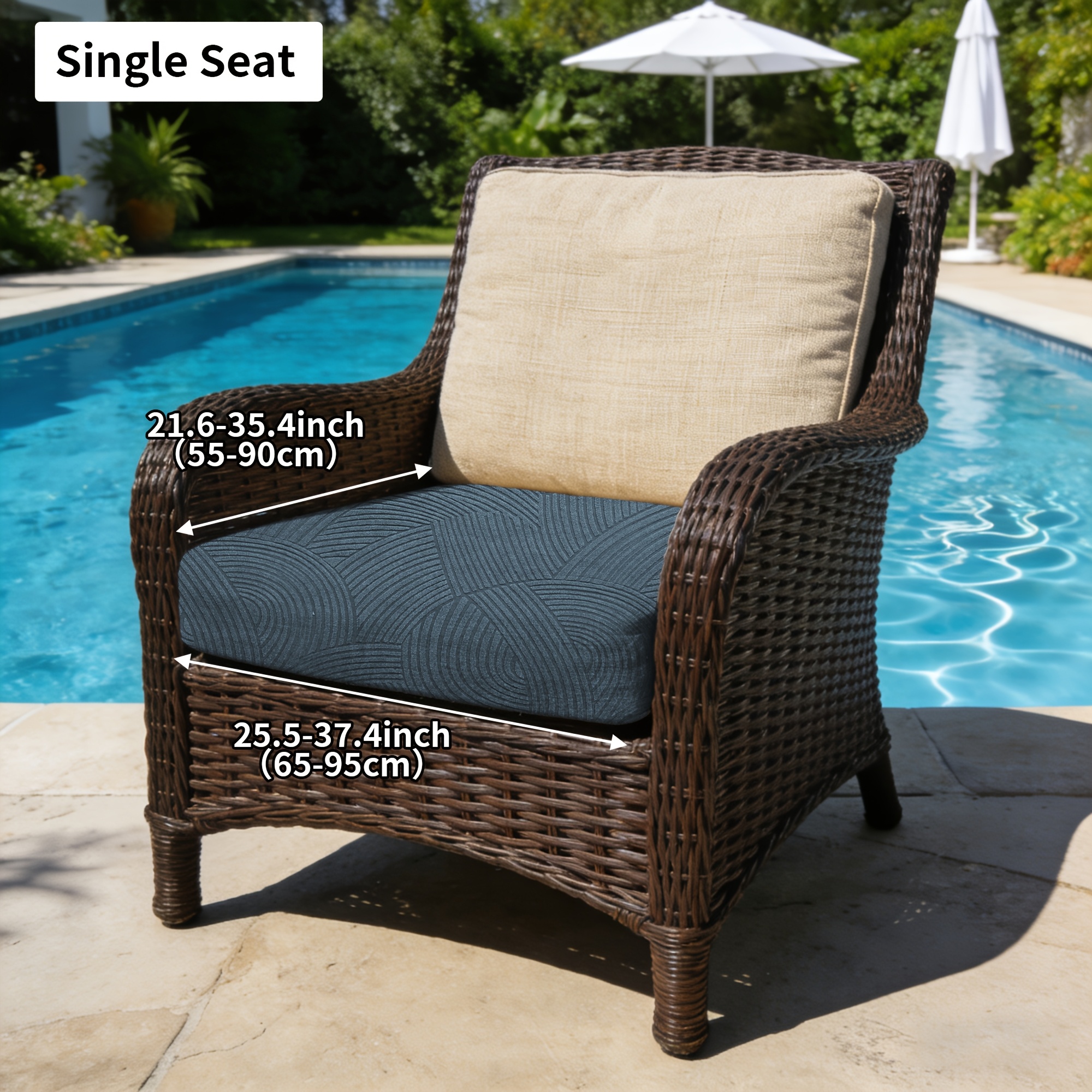 TEMU 1/2/3-seat Stretch Outdoor Sofa Cover, Courtyard Sofa Cushion Cover, Arc Floral Pattern Outdoor Sofa Slipcover, , Machine Washable