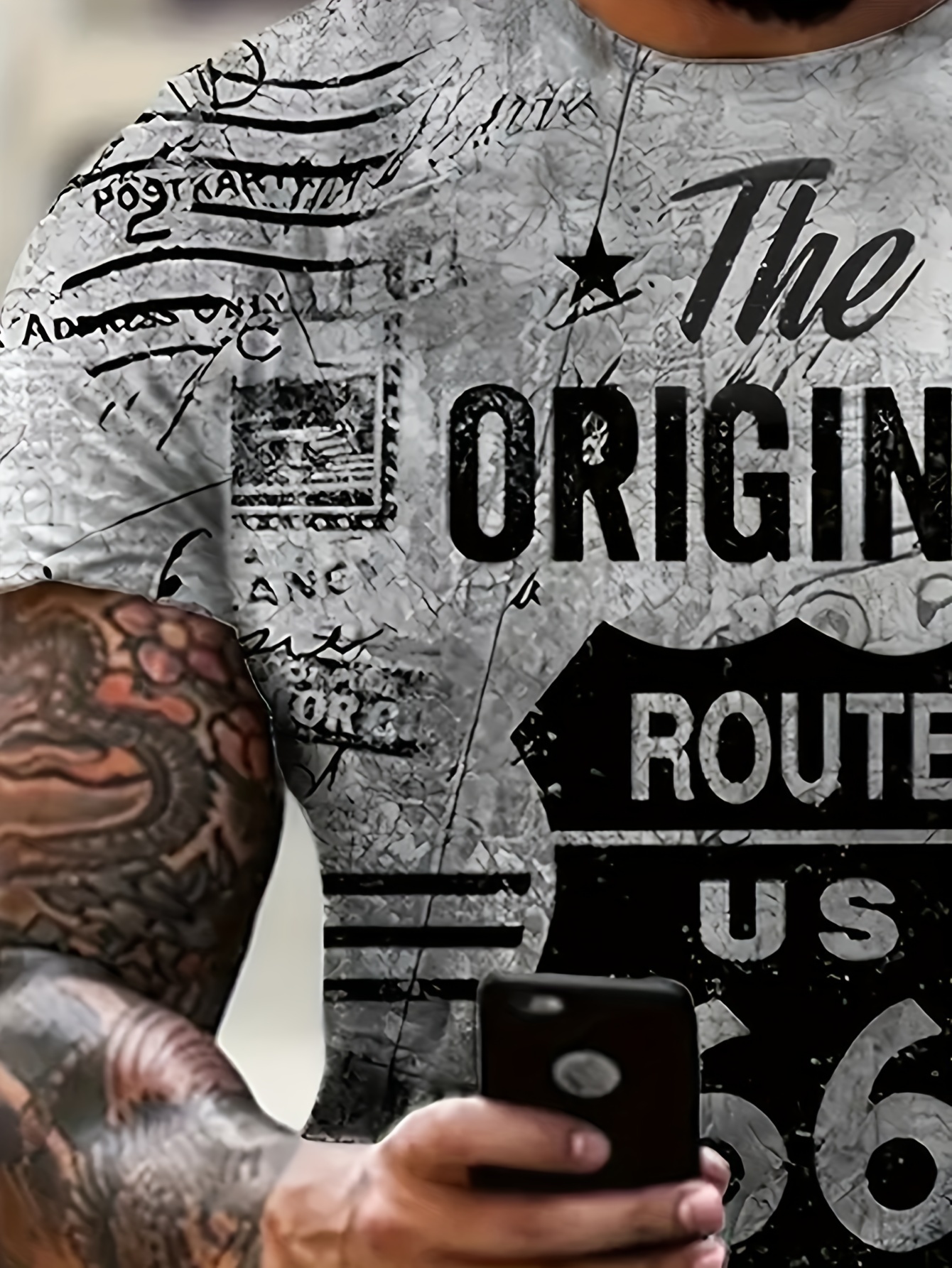 Plus Size Men's Retro Badge Graphic Print T-shirt For Summer, Trendy Casual Short Sleeve Tees For Outdoor/sports