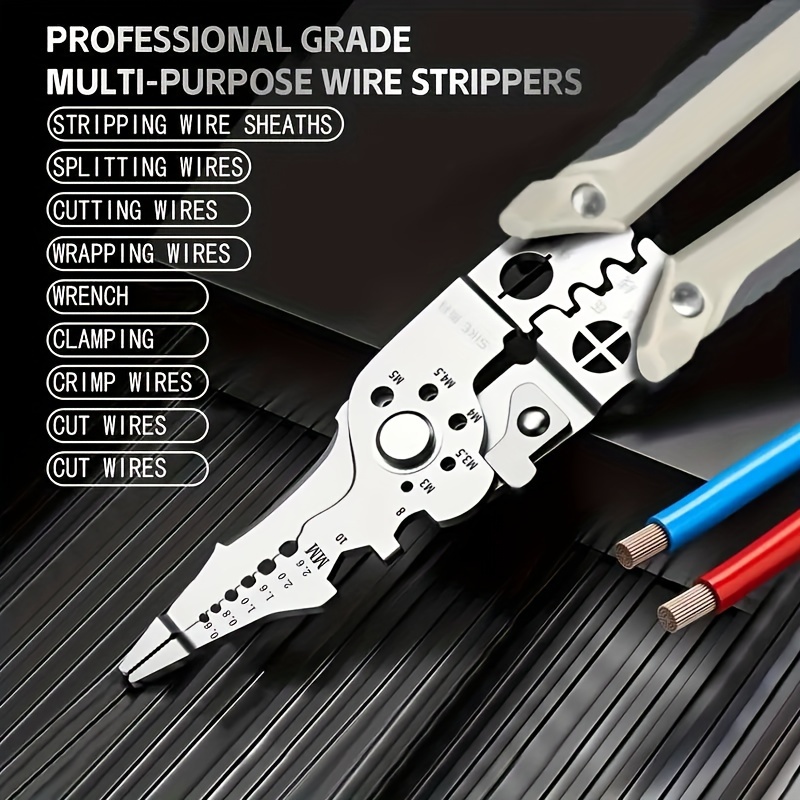 

1pc 28 In 1 Multifunctional Stainless Steel Cutting And Stripping , 8.66 Electrician , For Wiring, Cutting, Stripping, , Grasping, Twisting, And Pulling