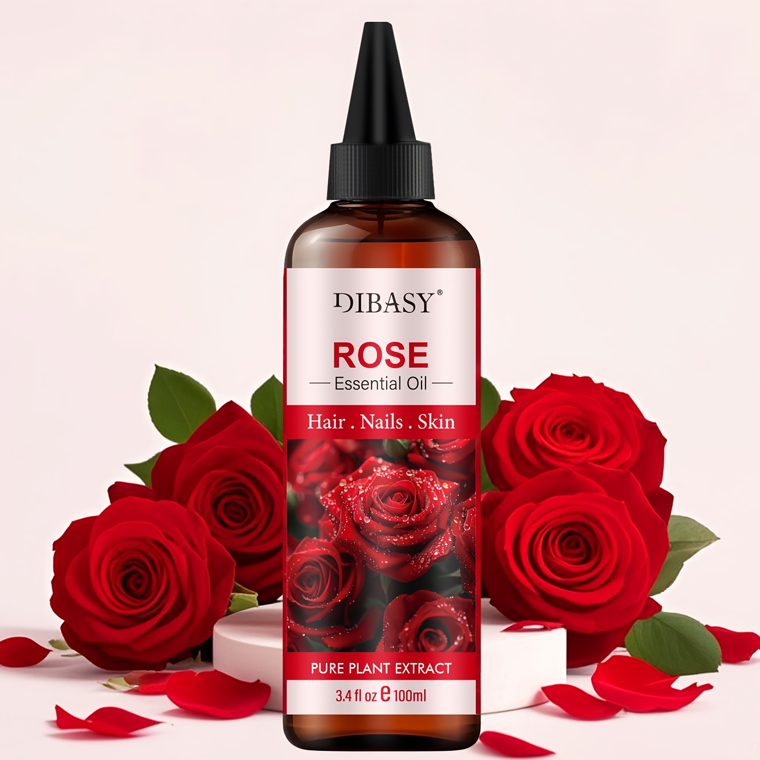item picture 100 rose essential oil 100  38fl oz hypoallergenic moisturizing firming brightening multi use for face body nails eyelashes massage shower natural deep   beige care for   men and women