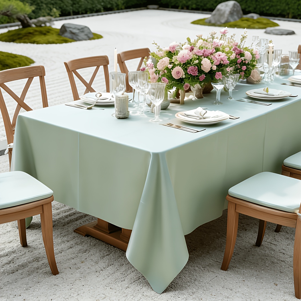 TEMU Sage Green Tablecloth Party Tablecloth, Designed For Rectangular Tables, Perfect For Weddings, Banquets, Picnics, And Parties