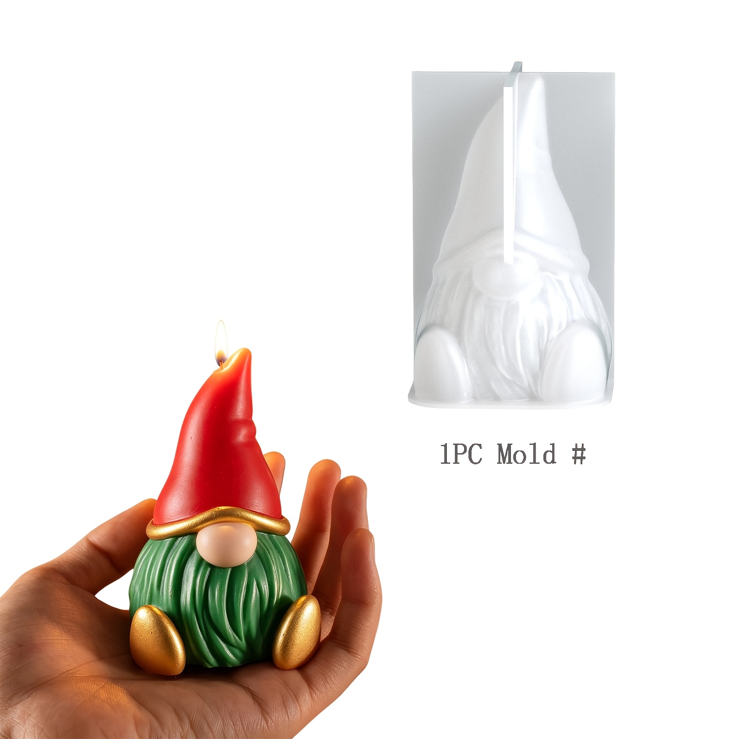 TEMU Stampo in resina, natalizi a , ornamenti di gnomi, anziani , candele profumate con colla a epossidica, stampi in silicone per resina, ornamenti
