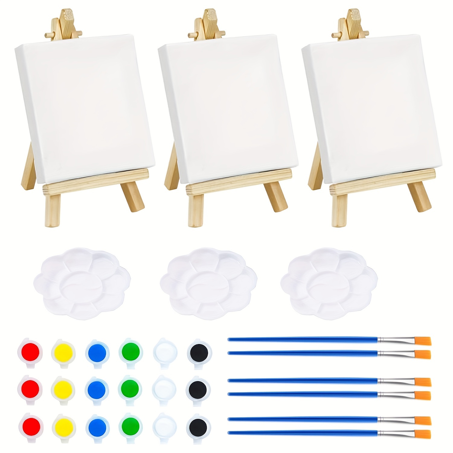 

15pcs Painted Set Mini Diy Hand-painted Palette Easel Canvas